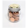 Image 1 : SMALL MASON JAR OF VINTAGE CANADIAN ONE CENT