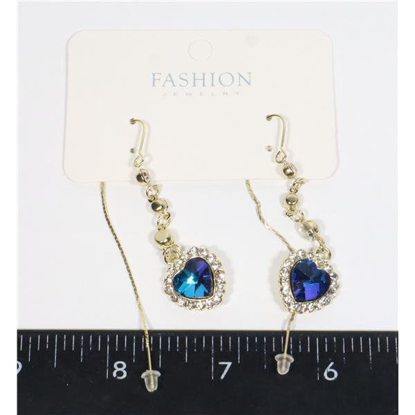 NEW HEART DESIGN RHINESTONE TASSEL EARRINGS