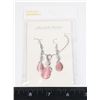 NEW PINK STONE TEAR DROP EARRING AND PENDANT CHAIN