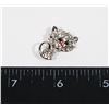 NEW SILVER TONE RHINESTONE DAINTY RED NOSE CAT