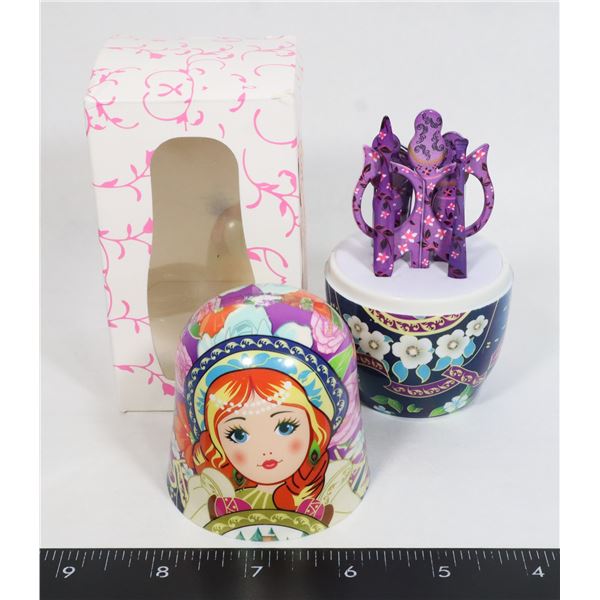 NEW PURPLE NESTING DOLLS STYLE 7PC MANICURE