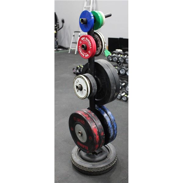 CUSTOM WEIGHT RACK W/ VARIOUS WEIGHT PLATES
