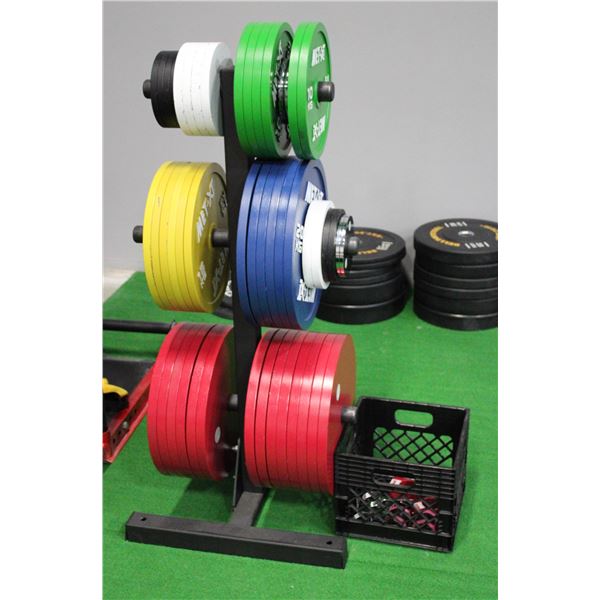 GORILA WEIGHT RACK W/ VARIOUS WEIGHT PLATES