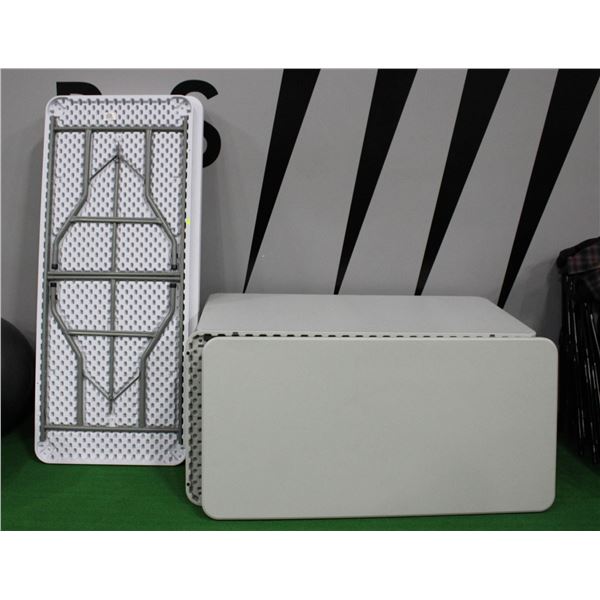 LOT OF 9 ASSORTED FOLDING PLASTIC TABLES