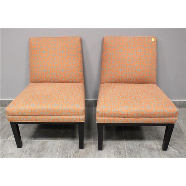 LOT OF 2 ARMLESS ACCENT CHAIRS