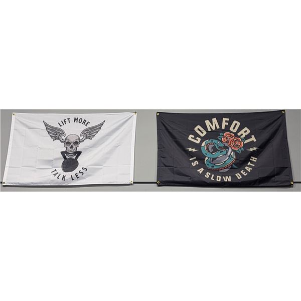 LOT OF 2 MOTIVATIONAL FLAGS