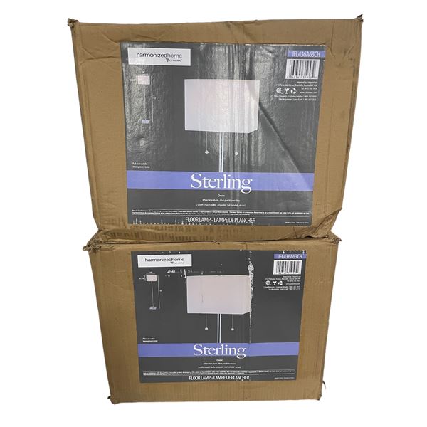 2pc Sterling Chrome floor lamp in boxes