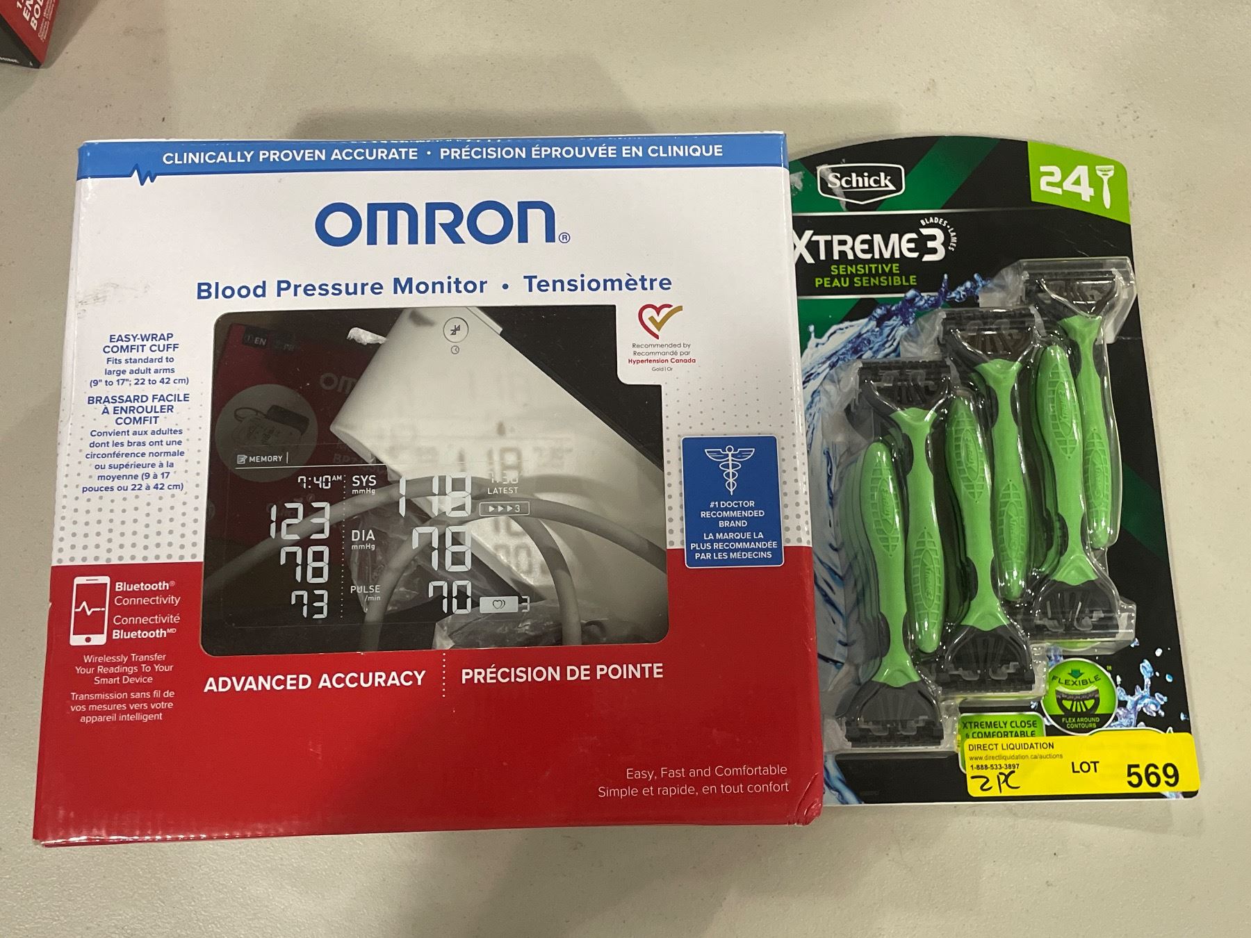 Schick - extreme 3 razor blade set & Omron Blood Pressure Monitors ...