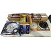 Image 1 : Large group of assorted items - includes Set of 4 16in wheel covers / wall clocks / zebra shades etc
