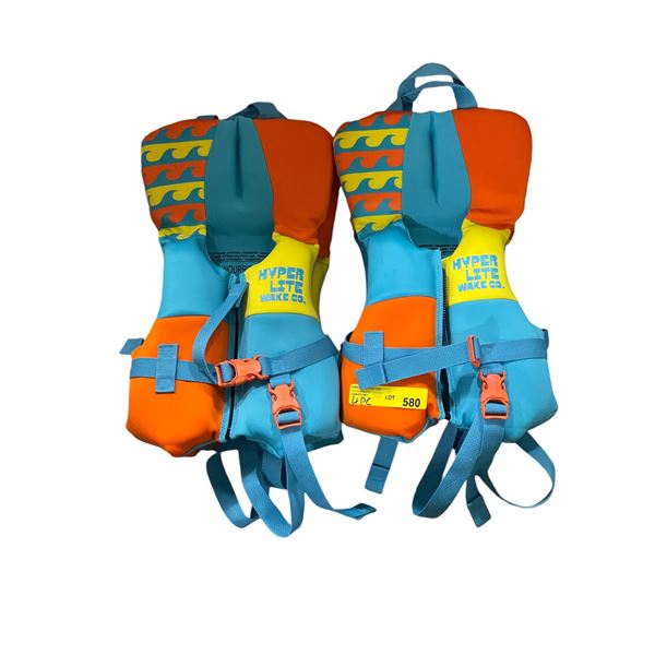 Group of 4 Hyperlite Wake Co. lifejackets for infants