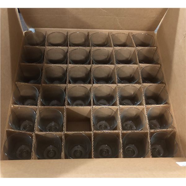 Group lot - 3 dozen footed rocks glasses/ beverage rack/ wooden decorative piece/ plastic trays/ met