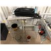 Image 2 : Group lot -  roasting pans/ wire cube storage/ wire baskets/ kettle & misc. vases/ 2 wood saws