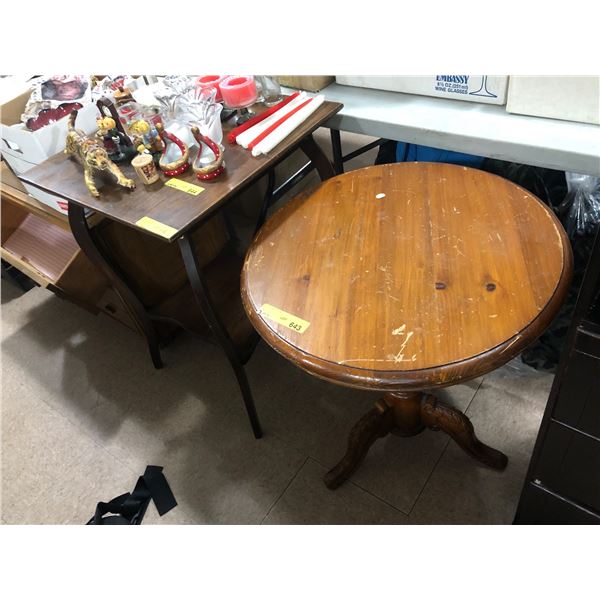 Wooden circular end table & wooden square end table