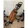 Image 1 : Vintage gold clubs set on bag boy cart MacGregor