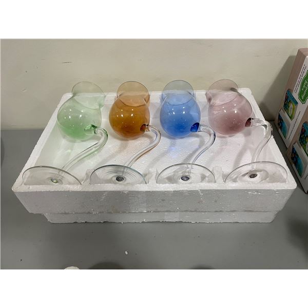 Set of colourful artistic wine glasses