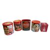 Image 1 : 4 Coca Cola tins & bottle lamp - largest tin approx. 11 1/2in height x 10in