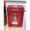 Image 3 : 4 Coca Cola tins & bottle lamp - largest tin approx. 11 1/2in height x 10in