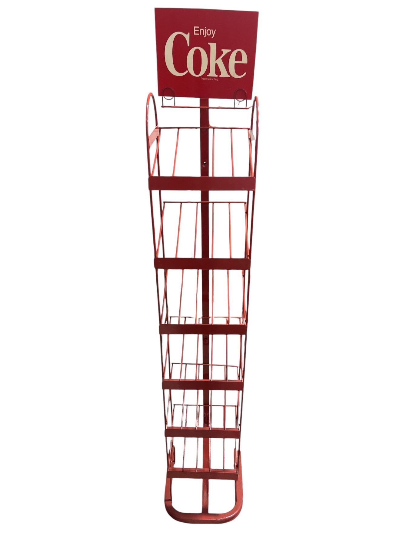 Vintage metal Enjoy Coke store display rack - approx. 62in x 10in x 10in