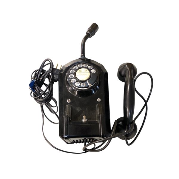Vintage black rotary dial telephone converted to lamp
