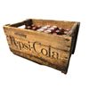 Image 2 : Vintage Pepsi-Cola wooden crate & Coke bottles & cans - 18in x 10in x 11in