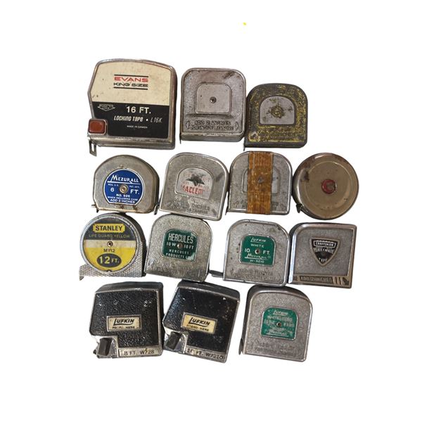 14 assorted vintage tape measure - Lufkin/ Hercules/ Craftsman/ Stanley & more