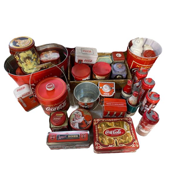 Large Coca Cola memorabilia - tins/ bottles & more