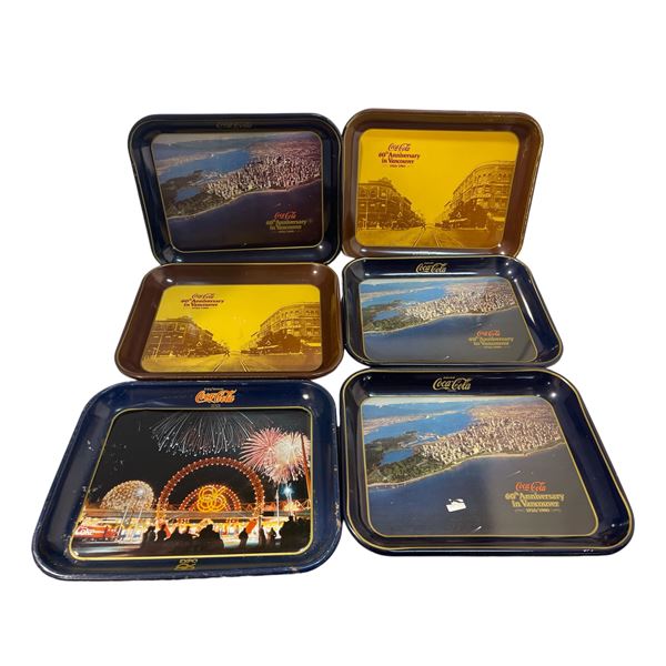Group of 6 vintage 60th Anniversary in Vancouver Coca Cola trays