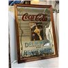 Image 2 : Mirrored w/ Wood frame Coca Cola advertisement - 36x27"