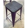 Image 2 : 4 pc - Purple metal w/ dark brown wooden seat bar stools - 13x13x26"