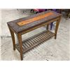 Image 2 : Wooden table w/ tiled top - 48x16x30.5"