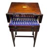 Image 1 : Vintage Viner's Ltd. Silverware in wooden display case on stand - 23x18x40" - Approx 29 pc