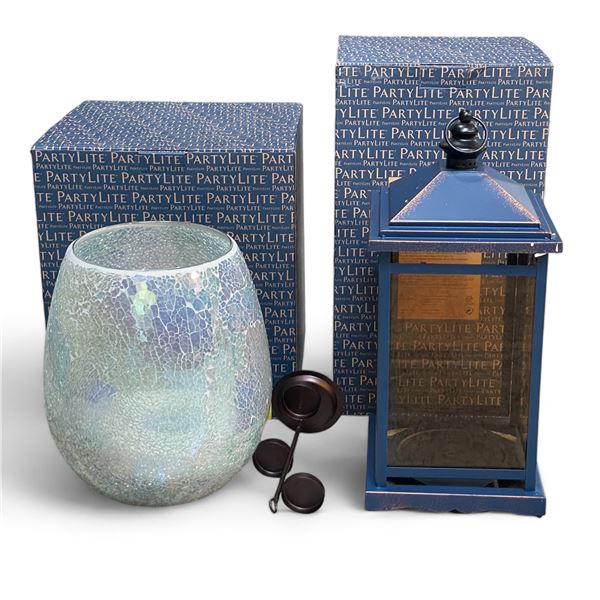 2 Pc - PartyLite decorative vase and lantern w/ tea lite stand