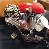 Image 2 : Group of assorted set dec beauty accessories - includes women's perfumes, notebooks velvet box etc.