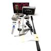 Image 1 : Group of assorted set dec - includes Vintage props microphone, Digital Clock, New LED Mini Glowstick