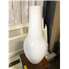 Image 2 : Wooden end table (12x12x28") w/ white glass vase (24" H)
