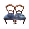 Image 1 : Vintage solid wood chairs w/ blue cloth seats