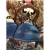 Image 2 : Vintage solid wood chairs w/ blue cloth seats