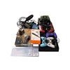 Image 1 : Group lot of PlayStation 4's, controllers, apple style keyboard, USB hub, portable charger, etc.