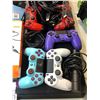 Image 2 : Group lot of PlayStation 4's, controllers, apple style keyboard, USB hub, portable charger, etc.