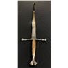 Image 1 : Taichi Replica sword w/ silver roosters on hilt w/ black leather in Lapis style sheath - 40"