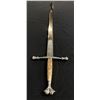 Image 2 : Taichi Replica sword w/ silver roosters on hilt w/ black leather in Lapis style sheath - 40"