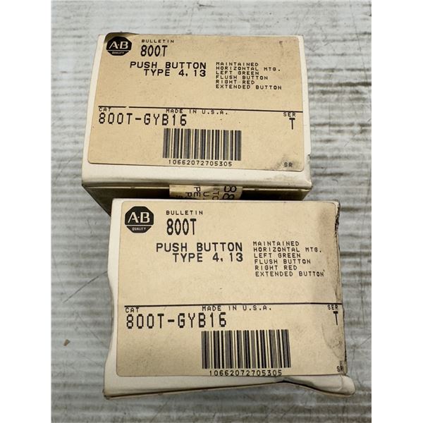 (2) Allen Bradley #800T-GYB16 Push Buttons