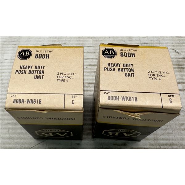 (2) Allen Bradley #800H-WK61B Heavy Duty Push Buttons
