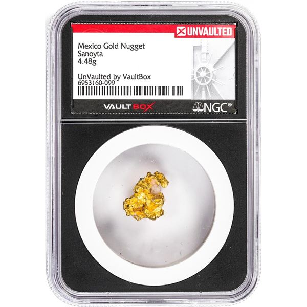 4.48 Gram Sanoyta Mexico Gold Nugget NGC Vaultbox Unvaulted