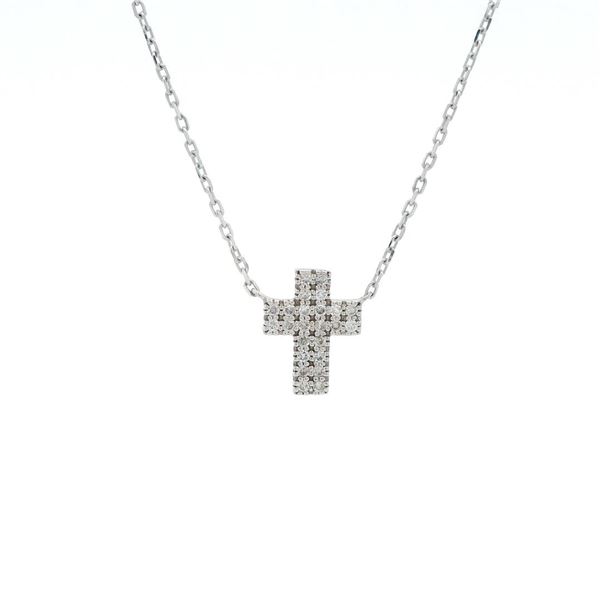 14KT White Gold 0.14 ctw Diamond Cross Necklace