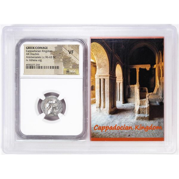 Cappadocian Kingdom c.96-63 BC Ariobarzanes I AR Drachm Ancient Coin NGC VF Story Box