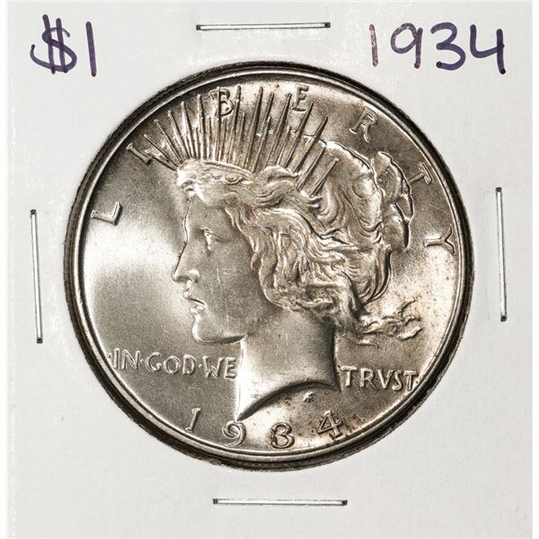 1934 $1 Peace Silver Dollar Coin