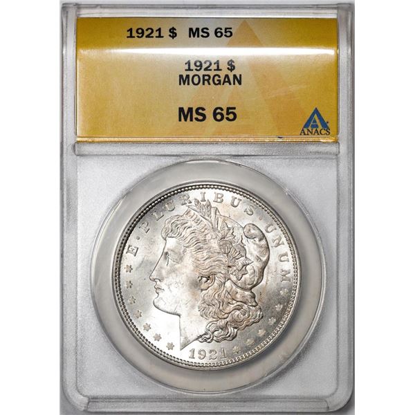 1921 $1 Morgan Silver Dollar Coin ANACS MS65