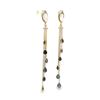 Image 2 : 18KT Yellow Gold 4.29 ctw Moonstone, Sapphire, and Diamond Dangle Earrings