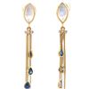 Image 3 : 18KT Yellow Gold 4.29 ctw Moonstone, Sapphire, and Diamond Dangle Earrings